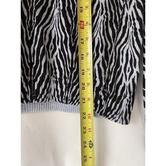 ATM Animal Print Cashmere Cotton Mock Neck Sweater Zebra XS EUC - Picture 9 of 10